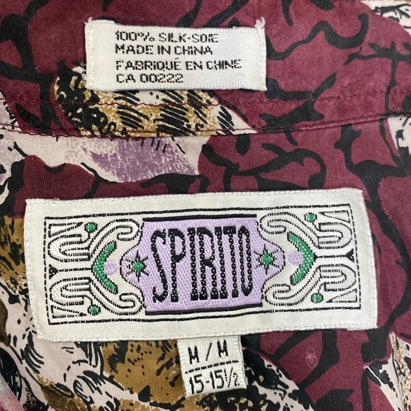 100% SILK FALL LEAVES SOFT BUTTON UP LONG SLEEVE BLOUSE SIZE LARGE UNISEX - Picture 13 of 14